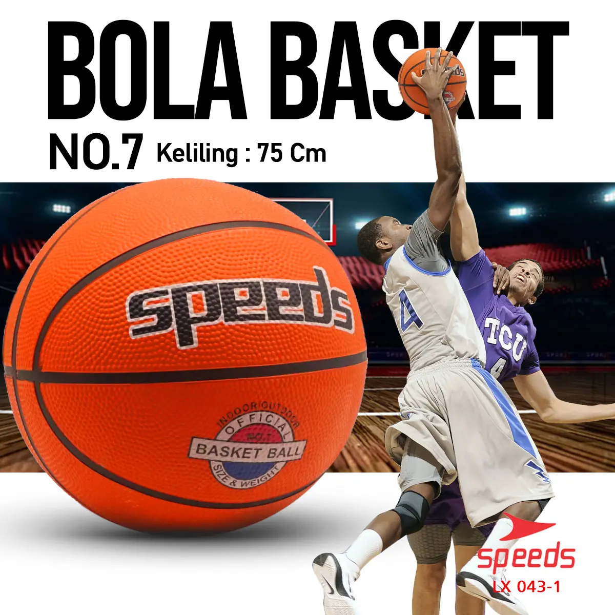 SPEEDS Bola Basket Olahraga Basketball Natural Rubber Bola Bermain Basket Outdoor LX 043-1