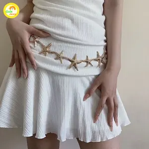 Belt Chain Wanita Desain Bintang Laut Cantik Rantai Kombinasi Edgy untuk Gaya Badut & Harian