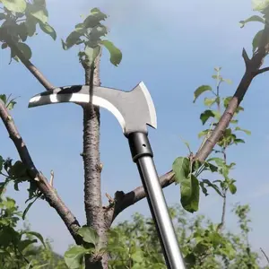 60CM Pemangkas Sabit kapak Ganda Pemangkas Rumput Multifungsi /Sabit Arit Rumput Baja Asli Sabit Kapak Ganda Alat Pemotong Ranting Pohon Alat Panen Padi Potong Rumput berkebun full