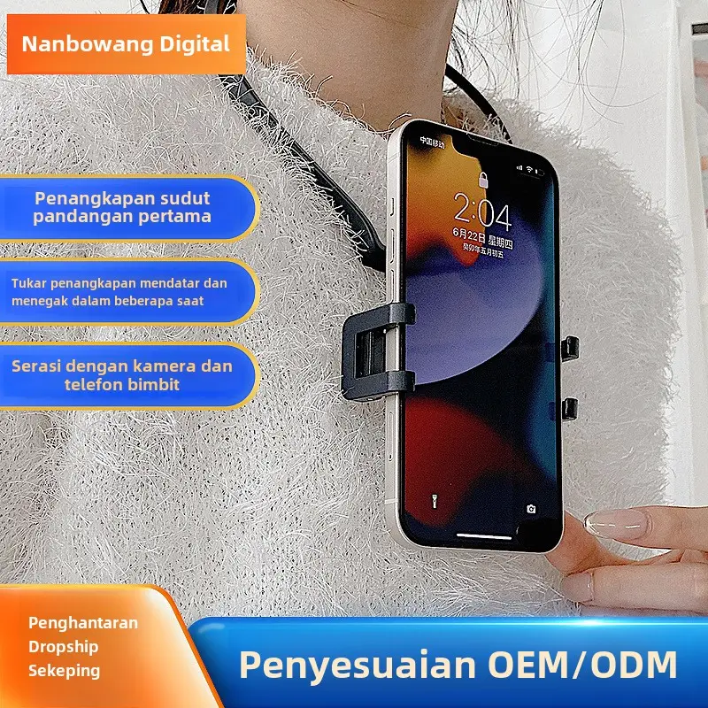 Beli dan dapatkan diskaun, tawaran hebat! Pendakap Leher Telefon Bimbit, Satu Saat Suis, Sesuai untuk Telefon Bimbit Menembak Mendatar, Pendakap Silikon Sejagat, Sesuai untuk Kamera Sukan, Pendakap Telefon Malas pelek at handphone stand  holder  murah bod