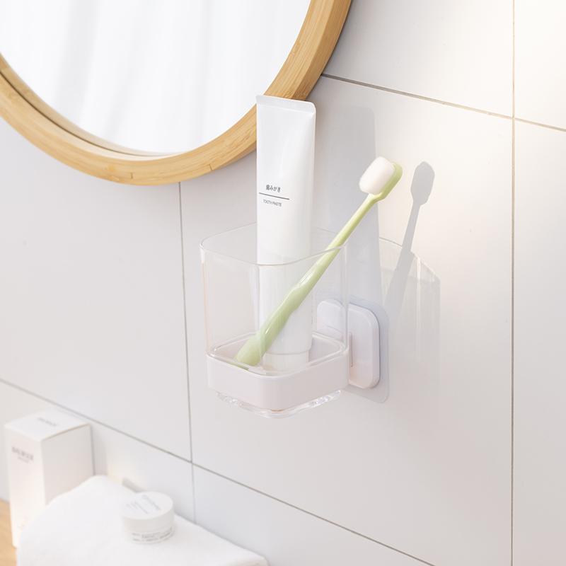 Product Introduction of Wall Mounted Toothbrush Holder, Punch Free Toothbrush Storage Rack, Universal Bathroom Supplies for Home Use, Home Supplies 2