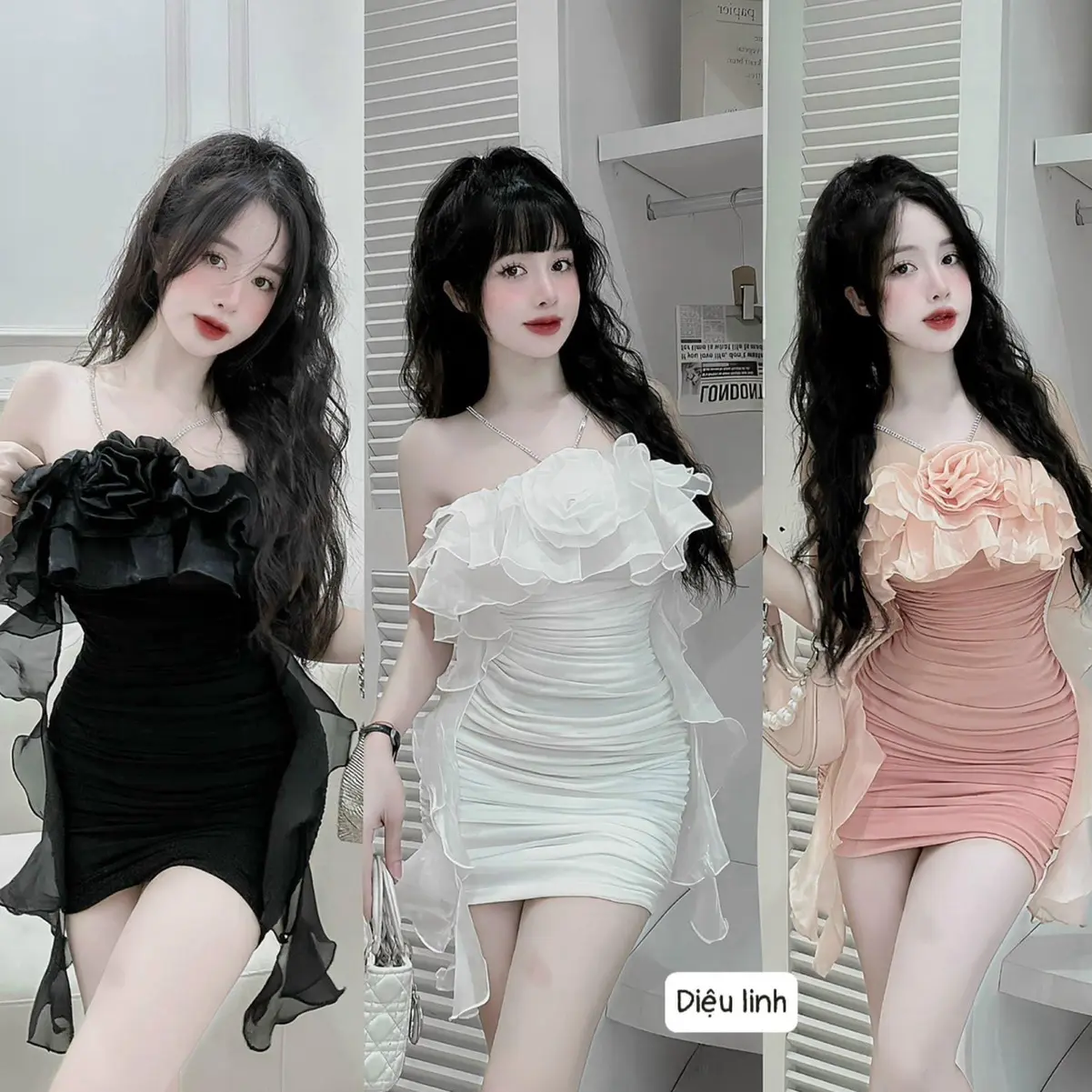 váy tiểu thư trend yếm đá tua rua sang chảnh Dress Women Nữ