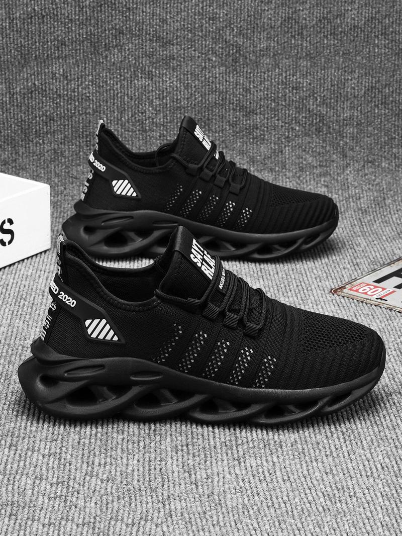 Product Introduction of Men's Fashionable Blade Sole Design Low Top Sneakers, Casual Comfortable Breathable Sports Running Shoes, Male All-match Round Toe Shoes for Daily Wear, Designer Shoes 3