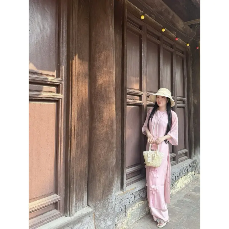 Combo Túi cói nhỏ đeo chéo nơ ren + mũ vành nhỏ nơ ren 6