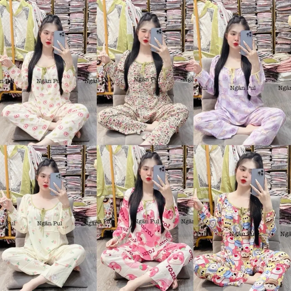 (42-60kgkg) bộ đồ ngủ pijama cột dây lụa mịn latin mềm mịn mát