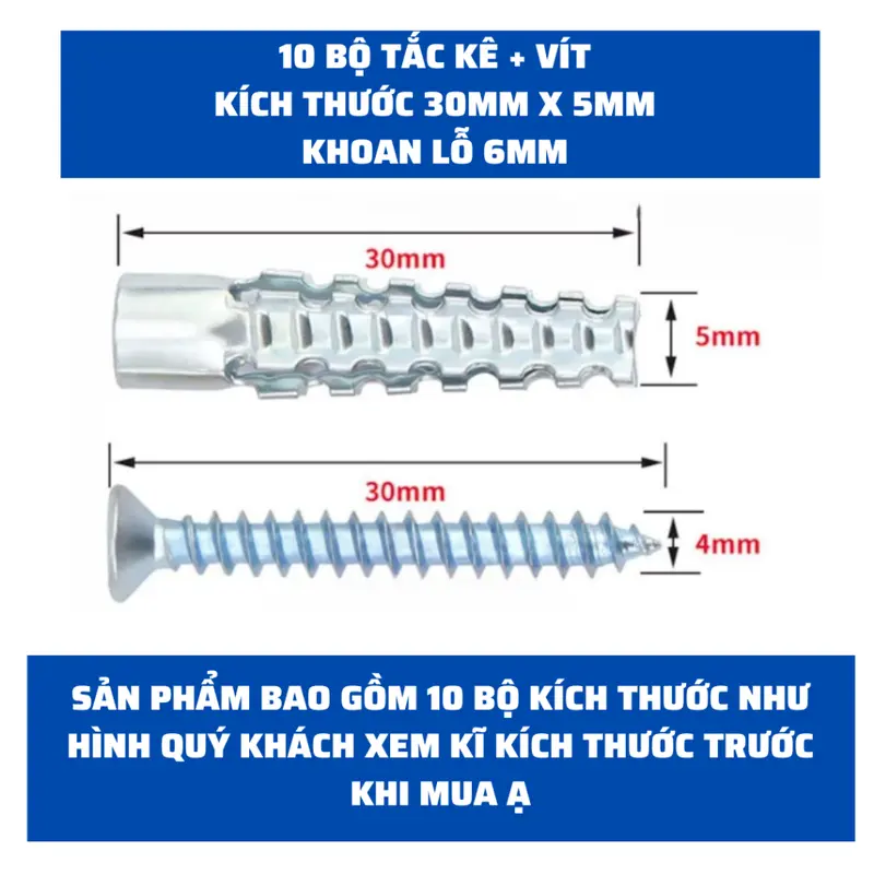 Combo 10 Bộ Tắc Kê Sắt + Vít Chịu Lực Cực Tốt Không Sợ Bung Và Rơi Rớt Mọi Vật Dụng Treo Tường Sau Khi Lắp Đặt K243 1