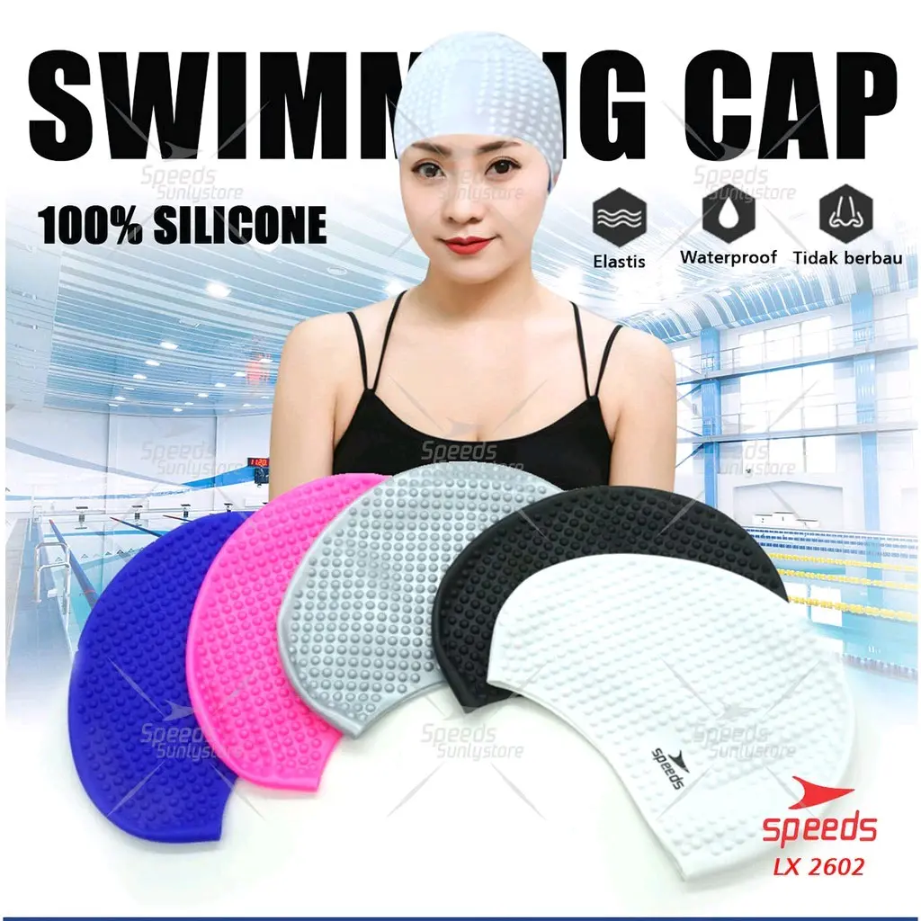 Topi Renang Speeds Swimming Cap Silicone LX 017 - 2602 Model Dot Air