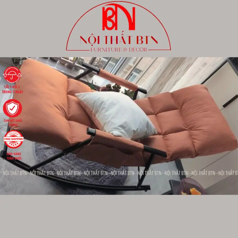 Ghế Bập Bênh Thư Giãn Khung Sắt, Ghế Lười Sofa Thư Giãn, Ghế Nằm Thư Giãn Xem Tivi 7