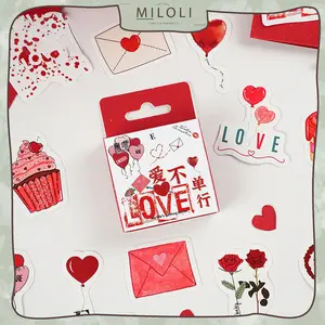 [MILOLI] 46Pcs RED LOVE Deco Sticker DIY Scrapbook Stiker Jurnal Dekorasi Diary Kotak - B0516