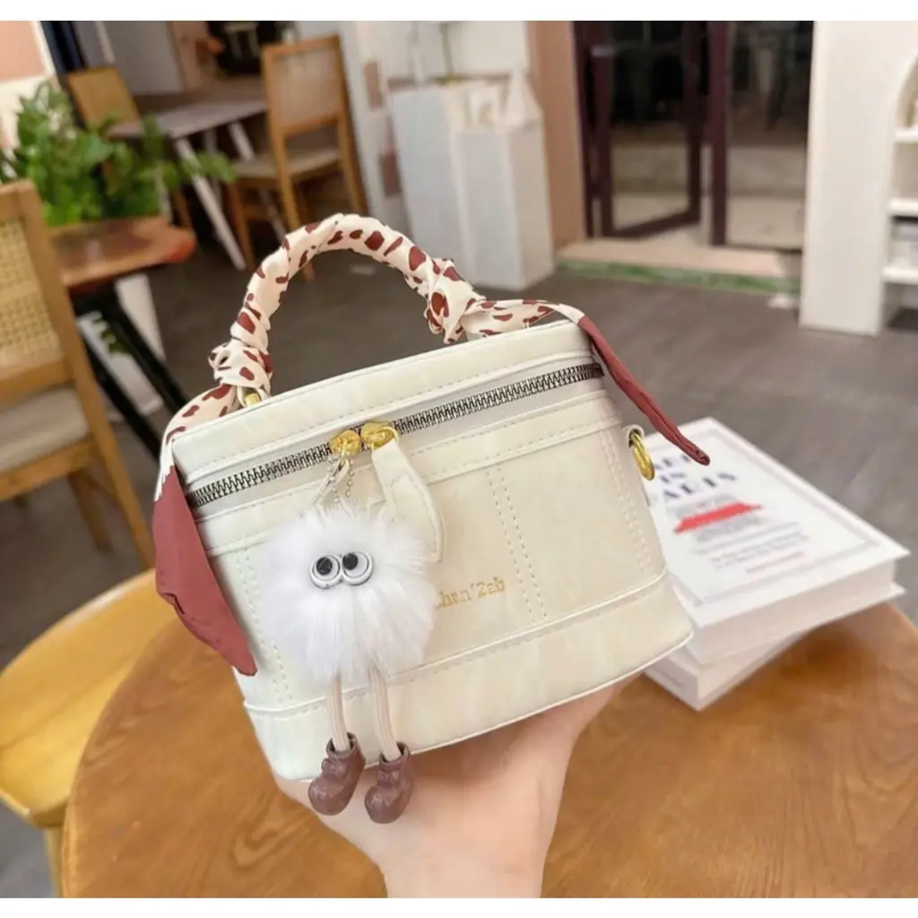 [TẶNG KÈM KHĂN VÀ MÓC TREO] Túi xách nữ đeo chéo, túi cốp da nhung cao cấp size 21 bag mini talagi live nâu