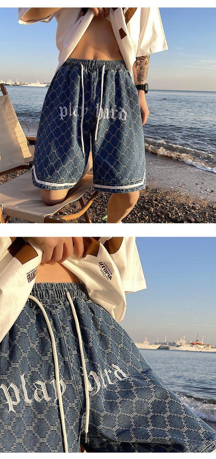 Product Introduction of 20252025 [Versatile Street Style] Cool Five-Point Denim Shorts for Men, Ins Trendy Versatile Outdoor Pants, Men's Summer Thin Loose Street Style Shorts 15