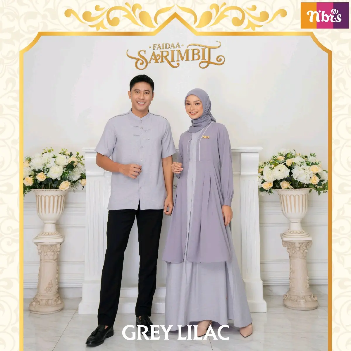 PROMO COUPLE SARIMBIT NIBRAS FAIDAA GREY LILAC