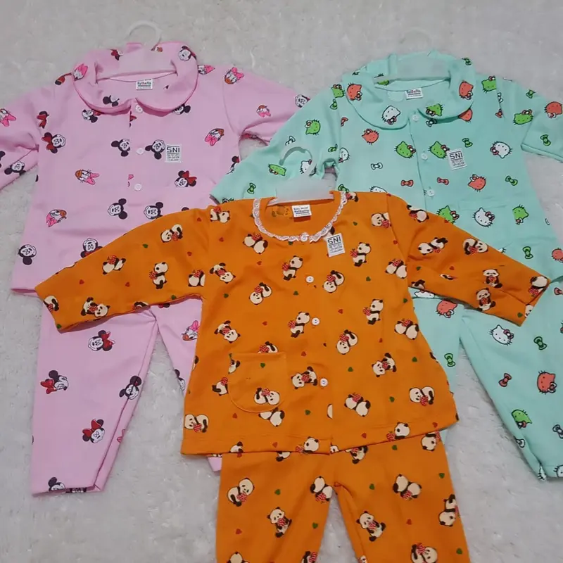 Bundling 3 Pcs Setelan Piyama Anak Perempuan Motif Campur 3 - 18 Bulan Katun Tidur 0