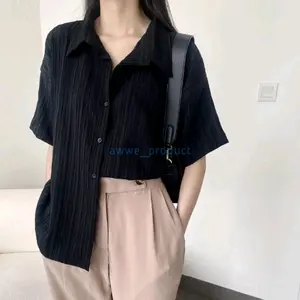 Kemeja Wanita Helen Shirt Basic Lengan Pendek Lady Crush Baju Atasan