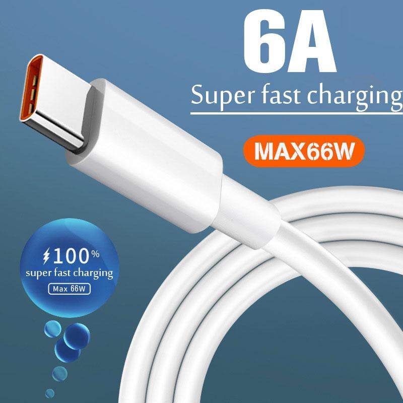 Cáp USB loại C 6A 66w dây sạc nhanh cho Huawei P60 P50 P30 P40 pro Xiaomi mi 11 13 12 14 redmi oppo vivo Honor điện thoại di động cáp sạc nhanh USB loại C bộ sạc dây sạc nhanh cho android