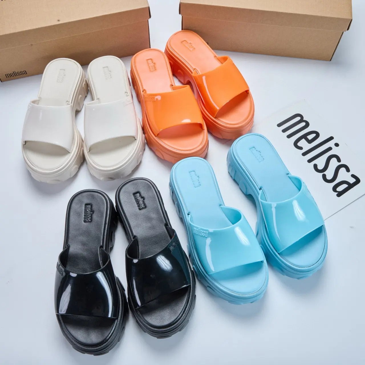 [Authentic] 2025 New Melissa Jelly Shoes Melissa Platform Thick Sole Wide Strap Lightweight Beach Sandals