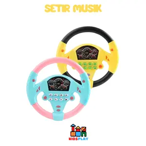 Setir Musik Mainan Roda Kemudi Simulasi Elektrik dengan Suara Ringan Mainan Vokal Roda Kemudi Kereta Dorong Copilot Pendidikan Musik Anak-anak Bayi