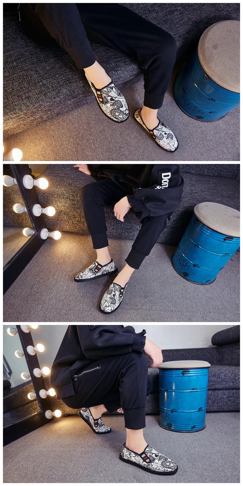 Product Introduction of Kasut Kain, Gaya Beijing Lama, Kasut Bersulam, Bernafas Musim Panas, Kanvas Peas, Rekaan Peony Putih, Kasut Kain Xishan, Sesuai untuk Pakaian Sosial, Kasut Lelaki Flat Shoes 12