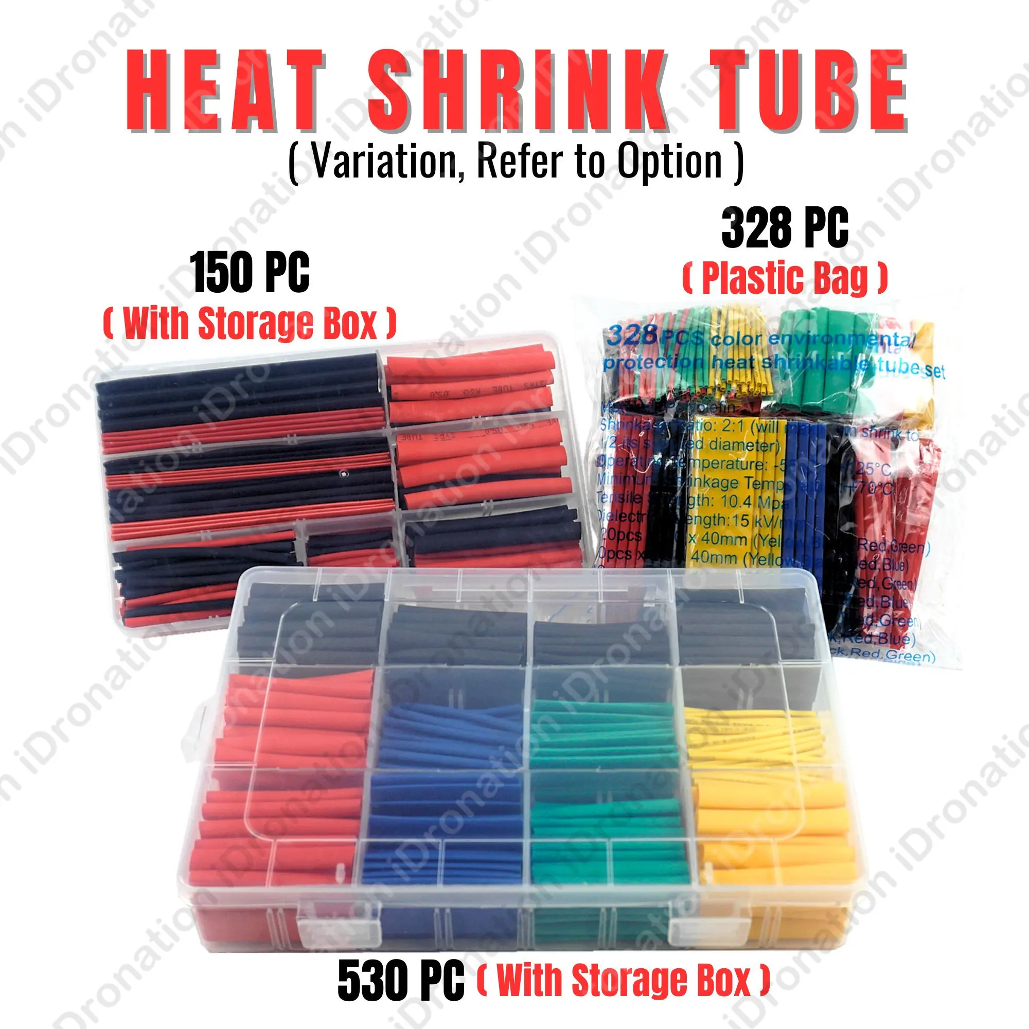 530PCS Heat Shrink Tube Shrinking Assorted Polyolefin Insulation Tubing Wrap Sleeve Wire Cable Sleeve Wrap Set Box 800PC