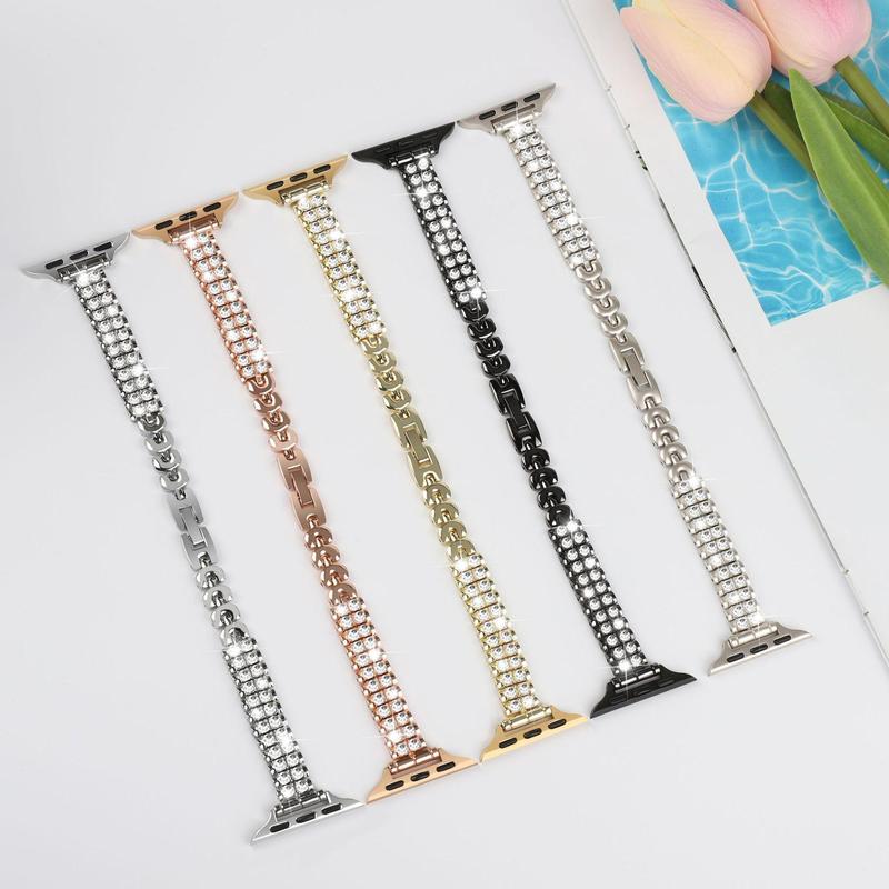 Rhinestone Decor Watch Band, Watch Band for Apple Watch, Smart Watch Accessories for Women & Men, Compatible with Apple Watch Series, Wearable 8