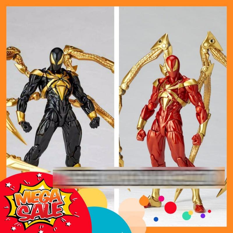 Mô Hình Người Nhện Iron Spider Man Nhện Sắt Đỏ Đen Revoltech 023 Full Khớp Cử Động