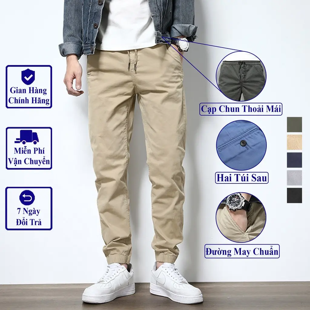 Quần Jogger Chất Vải Kaki Co Giãn Nhẹ_Lưng Thun Dây Rút Bo Gấu Kiểu Dáng Trẻ Trung Năng Động_Unisex - Phong cách Hàn Quốc Tập Gym Sport Tập Thể Dục Nam pants joggers - Thời Trang 4 Mùa
