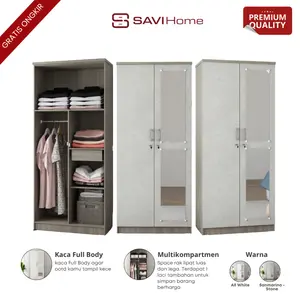 SAVIHOME Lemari Pakaian 2 Pintu / Almari Baju / Lemari Baju Estetik / CAMILLE WD 202