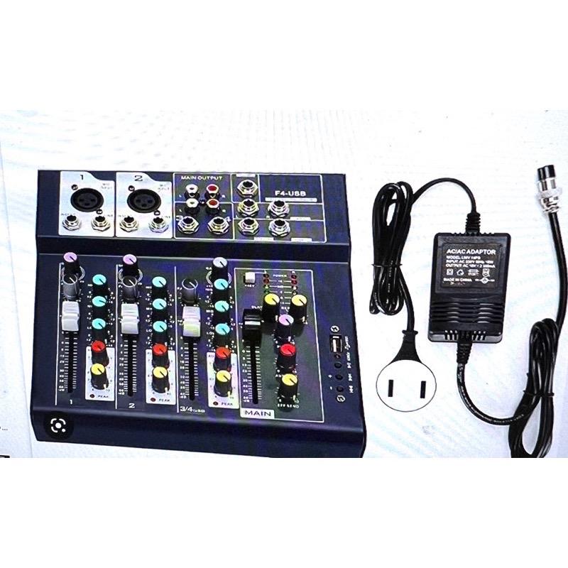 BỘ CHỘN ÂM THANH MIXER F4 USB CÓ BLUETOOTH Dành cho thu âm live và dàn âm thanh gia đình . bảo hành 6 tháng