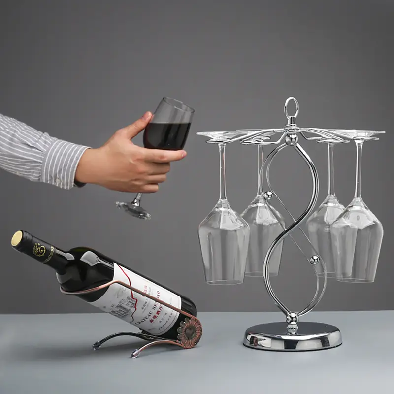 Giá Treo Ly Rượu Vang Decor.Dihuna Màu Xám Bạc, Khay Treo Ly Đồ Decor Trang Trí Để Bàn, Kệ Tủ Rượu, Làm Quà Tặng 5