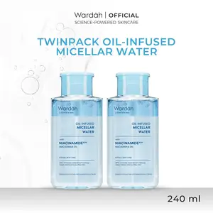 [TWINPACK] Wardah Micellar Water 240 ml (Perfect Bright, Nature Daily, Lightening Oil, Acnederm) - Pembersih Make Up Waterproof Tanpa Bilas