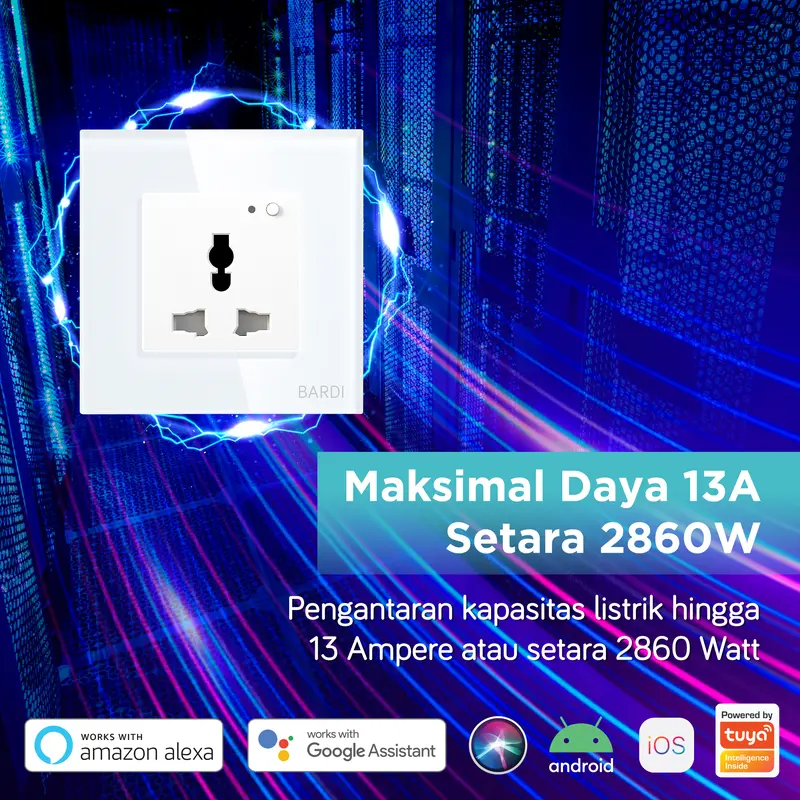 BARDI Smart Wall Socket UNI Max 13A PTH/HTM - Stop Kontak Dinding Pintar Otomatis Wi-Fi Automation 5