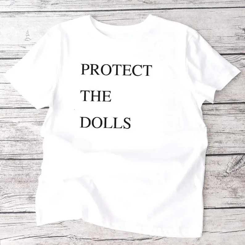 PROTECT THE DOLLS t-shirt top 25% charity donation to Sparkle U.K trans rights Cotton Menswear 1