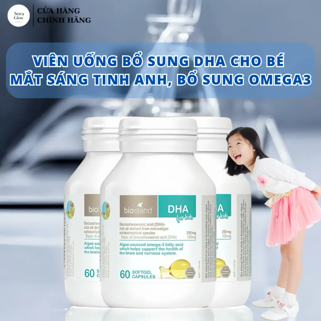 DHA BioIsland Chính Hãng Úc - Dành Cho Bé Phát Triển Trí Não & Thị Lực (60 viên) Vitamin