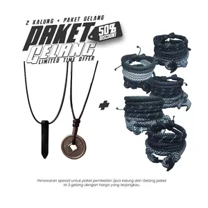 PAKET 3 GELANG DAN 2 KALUNG Kalung Black Jade dan Kalung Koin Logam PLUS Paket Gelang Jangkar premium isi 3 gelang GELANG JANGKAR, GELANG RANGKAP, GELANG SIMPLE PARACORD