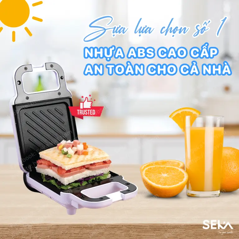 Máy Nướng Bánh Mì Sandwich SEKA SK560 , Máy Kẹp Nướng Bánh Mì Chín Nhanh Đều BH 12 Tháng SP412326266 1
