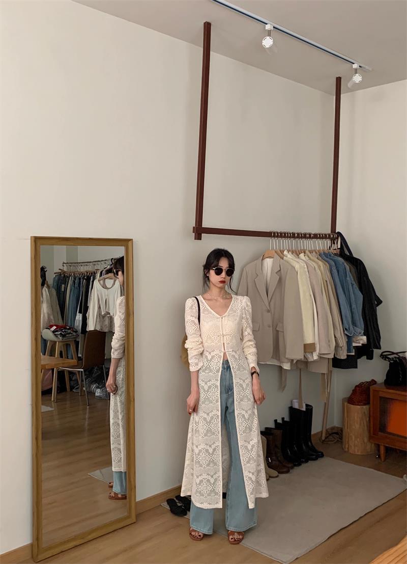 Product Introduction of Áo Cardigan Phong Cách Trung Quốc Mới, Cổ Tròn Mùa Xuân, Phong Cách Dân Tộc, Thiết Kế Khoét Lỗ Nhẹ Nhàng, Có Khóa Và Khe Hở Ren, Áo Sơ Mi Dài, Dành Cho Nữ Top Women Blazer Jacket 4