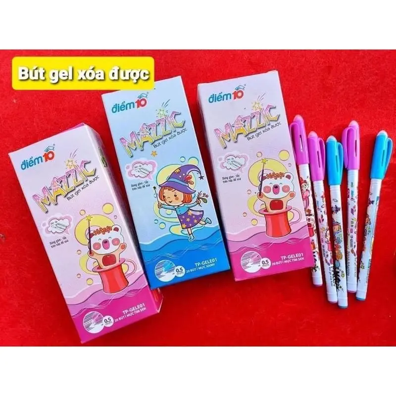 Hộp 20c bút nước tẩy được điểm 10, gel mazzic điểm 10 thiên long