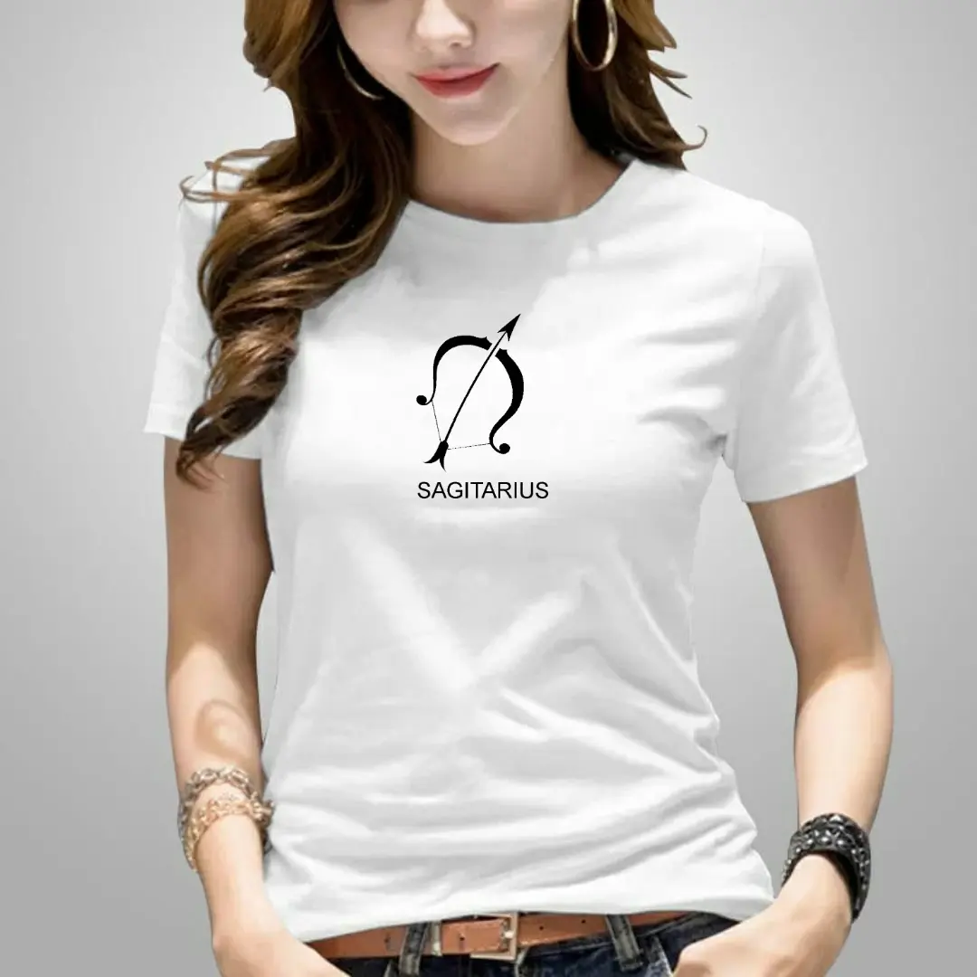 Kaos wanita bahan katun motif sagitarius