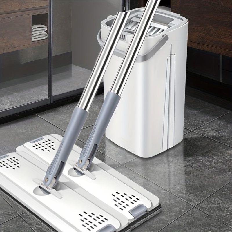 Bộ Cây Lau Nhà ( 1 thùng + 2 cây lau + 8 miếng lau ) Tự Vắt Thông Minh Kèm Miếng Lau, Thùng Lau Sàn Làm Sạch Inox nhựa