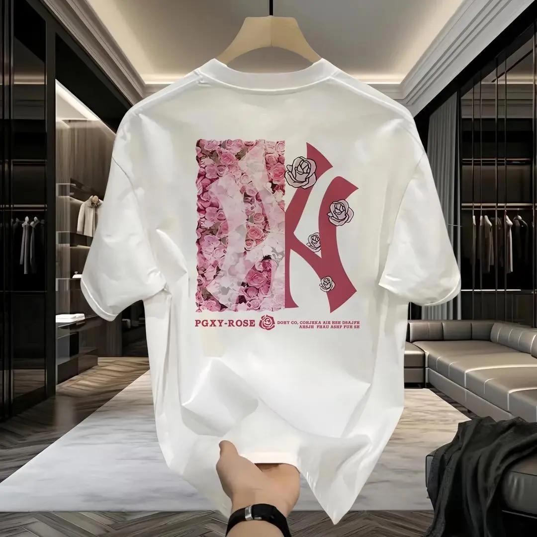 Cặp đôi tay ngắn nam và nữ cởi mở áo thun thời trang mùa hè nhãn hiệu thời trang cotton nguyên chất