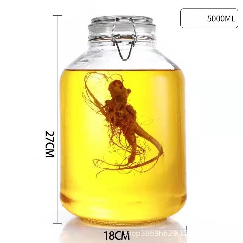 Hũ thuỷ tinh vuông tròn nắp gài inox 3000ml, 5000ml ngâm trái cây Đựng Đồ Ăn Đựng Gia Vị