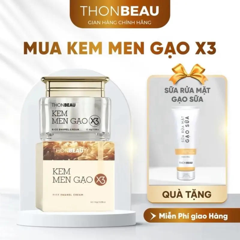 Kem MEN GẠO X3 [ Chất kem LoTio ] Tặng sữa rửa mặt gạo 40ml ~ skincare