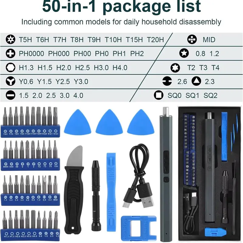 Multifunctional Electric Screwdriver Set, Professional Precision Repair Tools, Magnetic Phillips Torx Screwdriver Bits for PC DIY 5