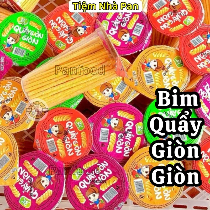 [ Bịch 30 hộp] Bim Quẩy Giòn Giòn Nhà Pan Bim Tăm Hộp Thơm Cay Ngon Đồ Ăn Vặt Cổng Trường Snack Food 0