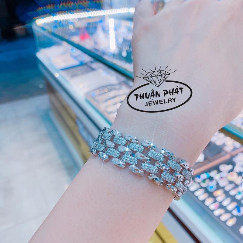 Phụ Kiện Lắc Tay Nữ L015 Bản Ý 2 Hàng Tấm Cz Đeo Tay Sang Trọng Trang Sức Bạc Ý Xi Bạch Kim - Bạc Thuận Phát 