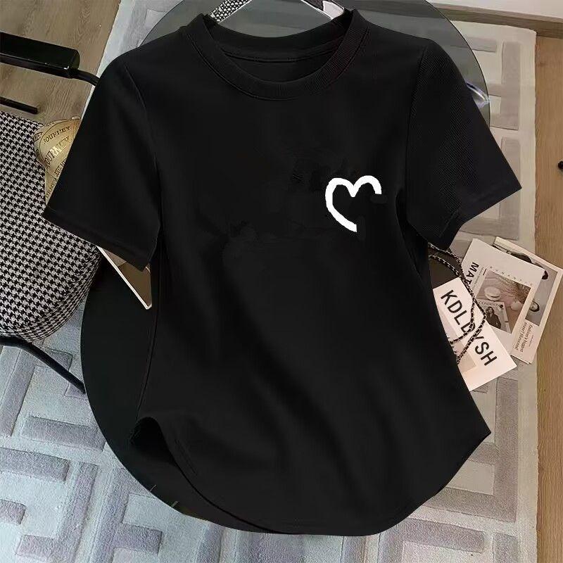 Product Introduction of New Women's Clothing Styles Short Sleeve T-Shirt 2025 Summer Plus Size Design Sense Fashionable Slim Fit Flattering Top Womenswear Comfort Casual Red Crewneck 18