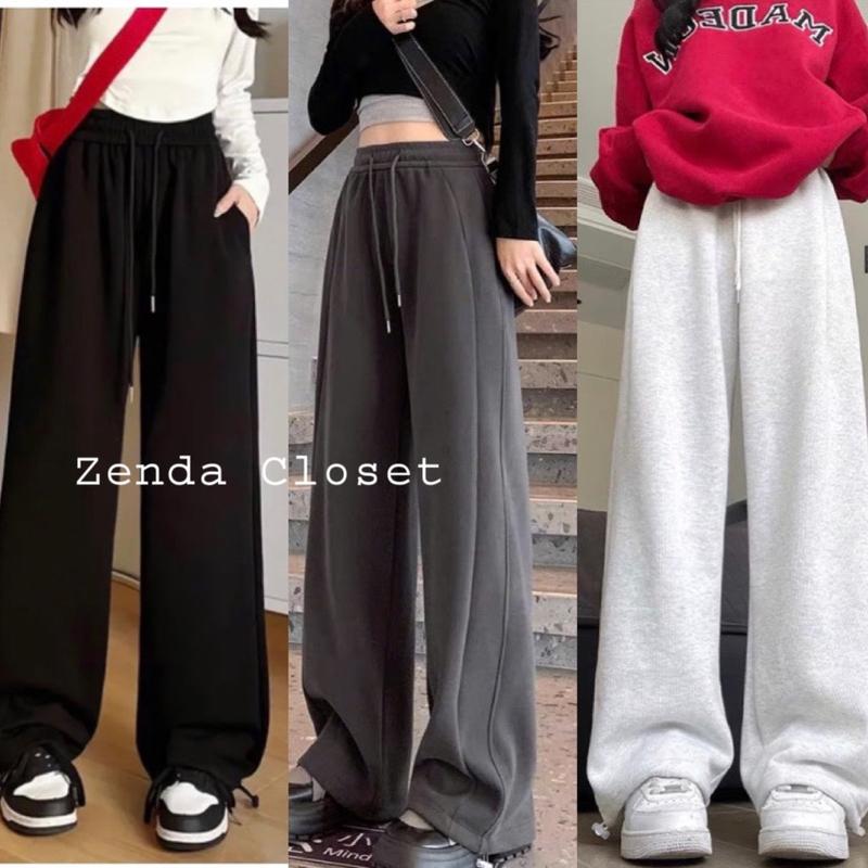 [HÀNG ĐẸP - NỈ DÀY] Quần Nỉ Ống Rộng Unisex Chất Nỉ Ép 2 Da Dày Dặn Mịn Đẹp. Mẫu Mới 2024 ZENDA Dành Cho Nam Nữ Ong Women Voi Đen Pants