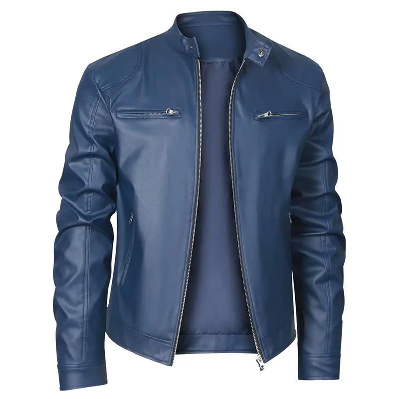 Product Introduction of Men's Jacket, High Quality, Motorcycle Leather Jacket, Stand Collar, Punk Leather Coat, Stylish, Fashionable, High Quality Men's Clothing 1