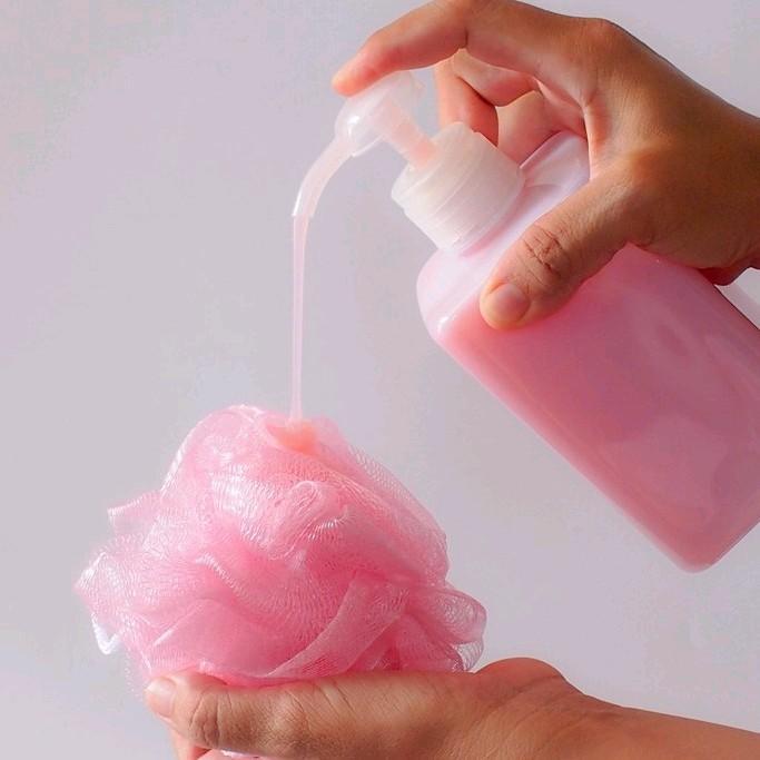 Spons Mandi Shower puff Busa Pink Purple Blue Cream 1