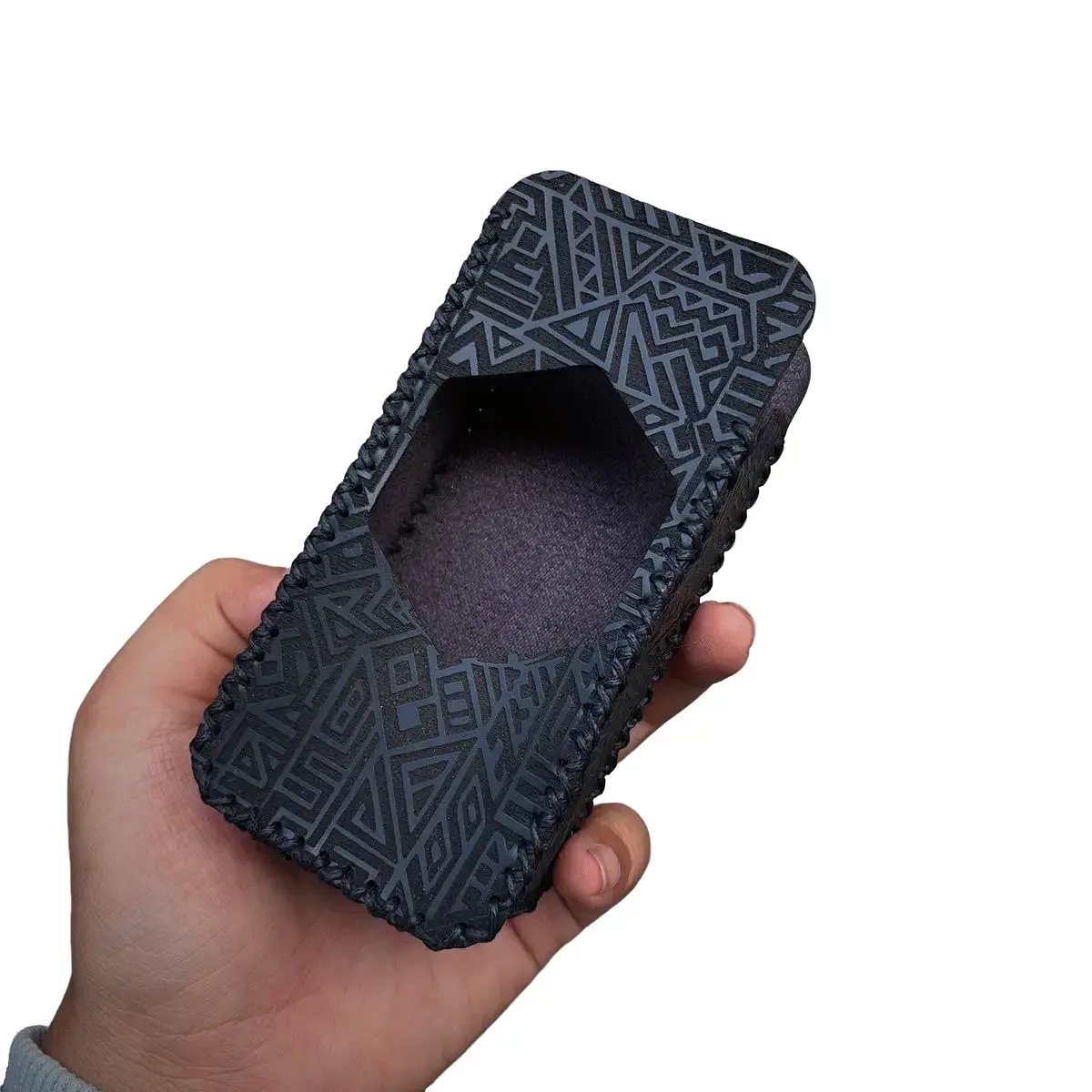 Leather Sleeve  Case V3 Full Engrave Motif Aztec Kerajinan